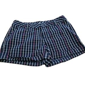 Maurices Plaid Shorts JRS Size 9/10 Very Fun Plaid Colors On Navy. 3.5" Inseam